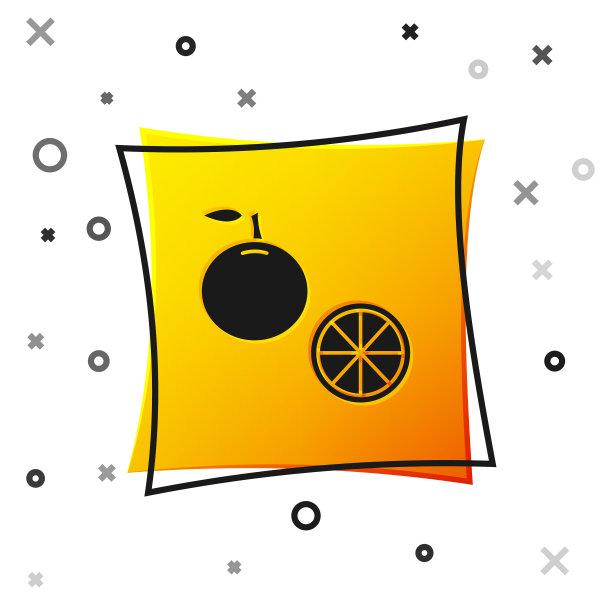 黑色橙色的水果图标孤立在白色图片下载