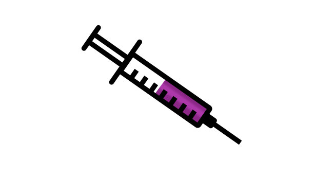 医用针或注射器图标，注射为紫色的冠状病毒疫苗图片下载