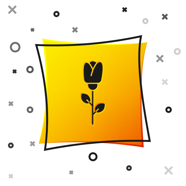 黑色花玫瑰图标孤立在白色图片下载