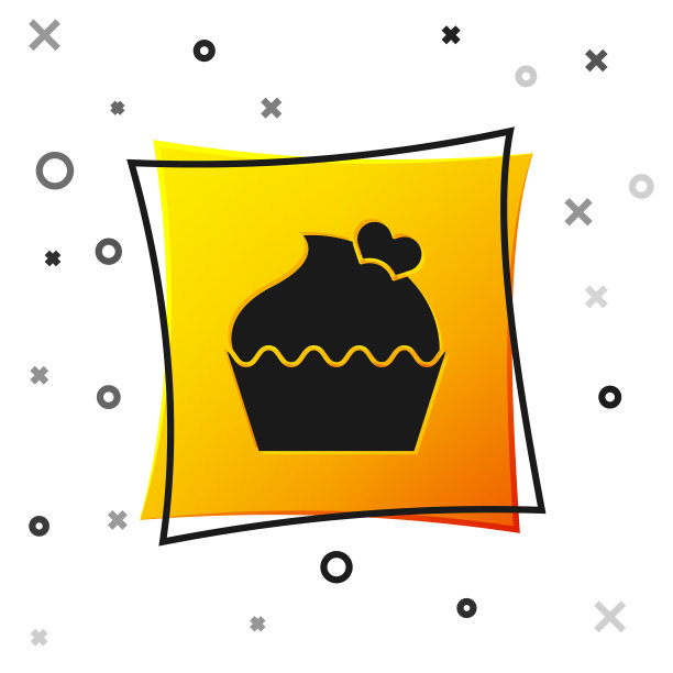 黑色婚礼蛋糕与心的图标孤立上图片下载