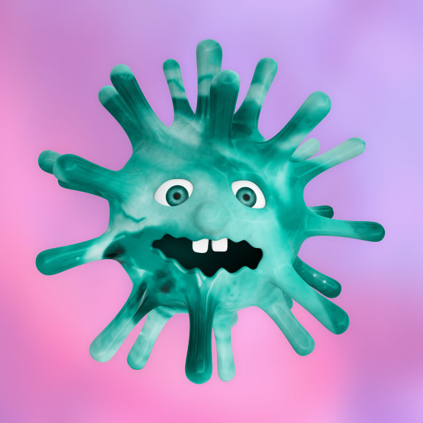 卡通病毒传染性流行病大流行病毒冠状病毒covid-19 3D图片下载