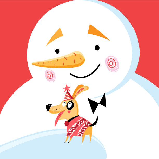 有个大雪人的圣诞贺卡图片下载