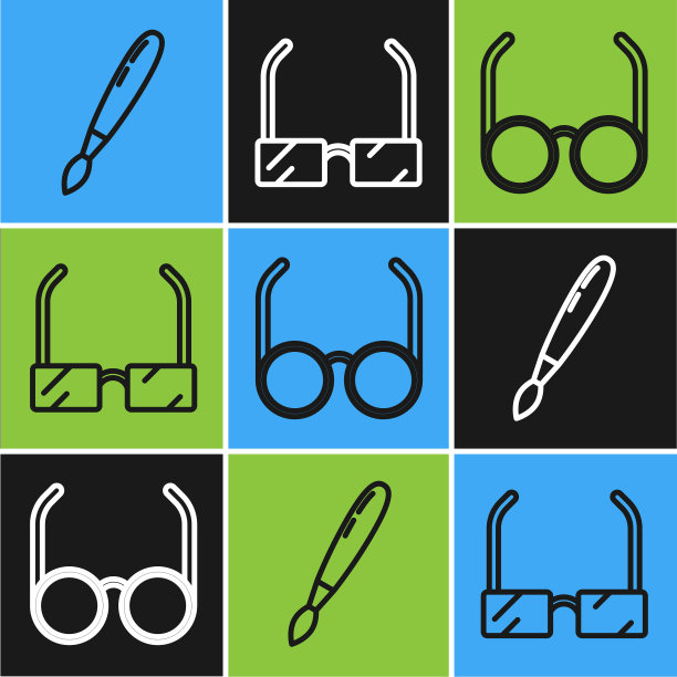 设置线条刷眼镜和眼镜图标图片下载