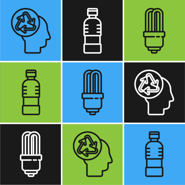 设有可循环使用的led灯泡的人形头部图片下载