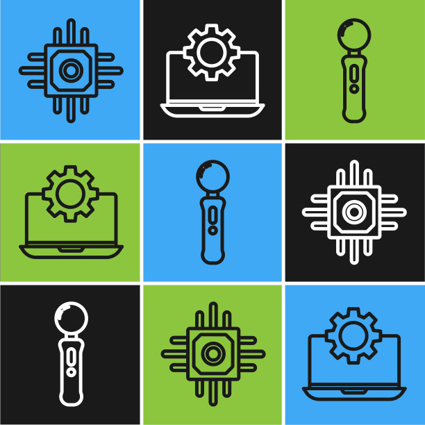 设置线处理器手柄和笔记本电脑和齿轮图片下载