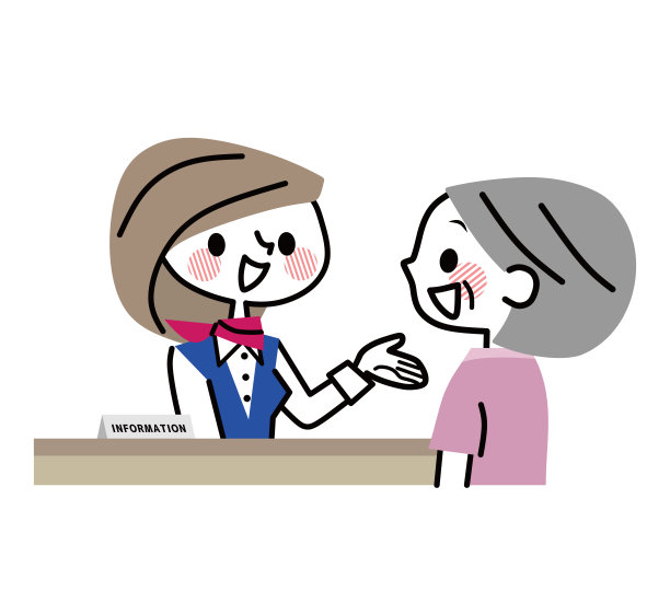 接待员和顾客的插图。图片下载