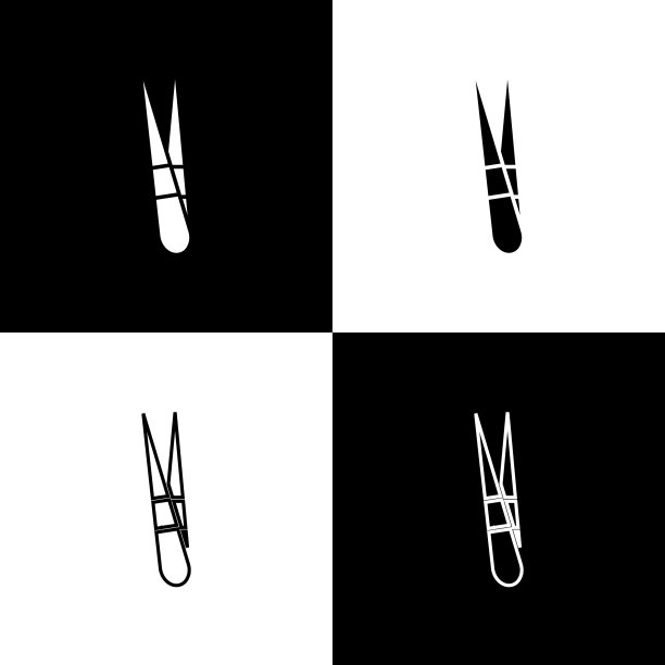 设置眉夹图标孤立在黑色和图片下载