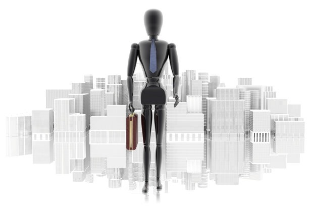 领袖。经理和城市- 3D插图图片下载