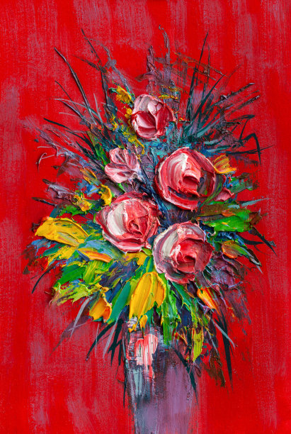 美丽的红玫瑰，绘画素材图片