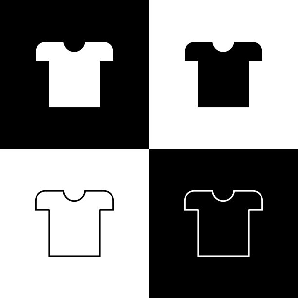 设置t恤图标隔离在黑色和白色图片下载