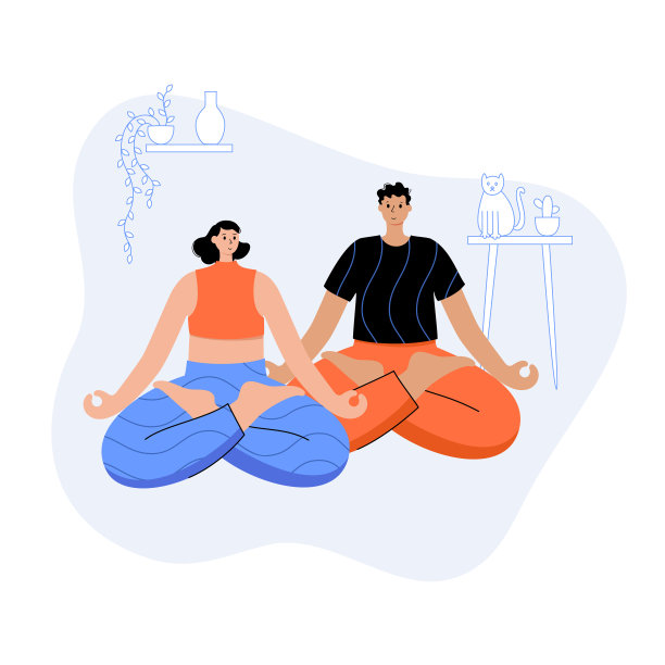 瑜伽平面矢量插图。健康的生活方式图片下载