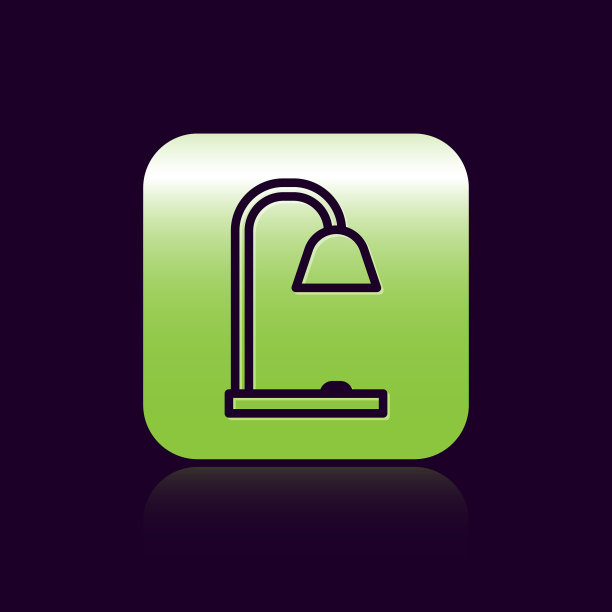 黑色线条台灯图标孤立在黑色上图片下载