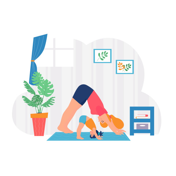 妈妈和女儿在家里做瑜伽。健身或有氧运动。图片下载