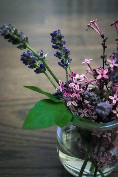 摘要-玻璃瓶混合鲜花图片下载