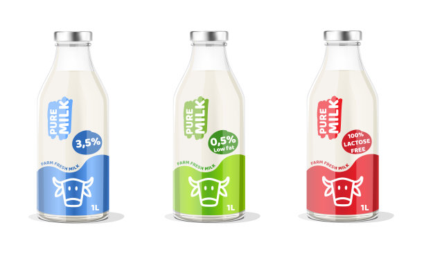 纯牛奶瓶。矢量插图。图片下载