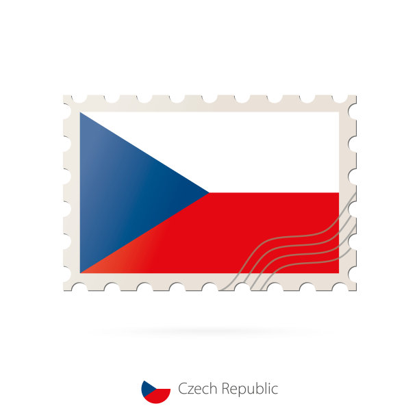 印有捷克国旗图案的邮票。图片下载