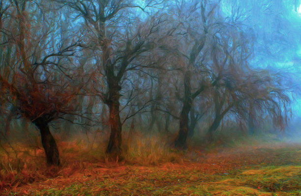 石油山水画图片下载