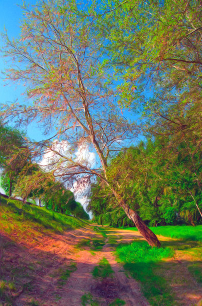 石油山水画图片下载