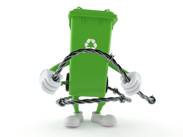 垃圾桶字符持有带刺铁丝网图片下载