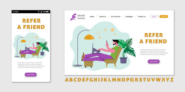 推荐营销登陆页面，推荐朋友忠诚计划，社交媒体推广。图片下载