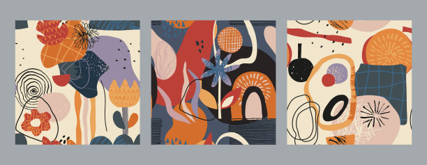 一套向量彩色拼贴当代无缝模式。图片下载