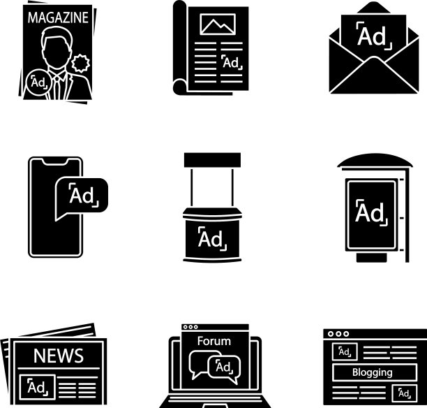 广告频道字形图标集图片下载