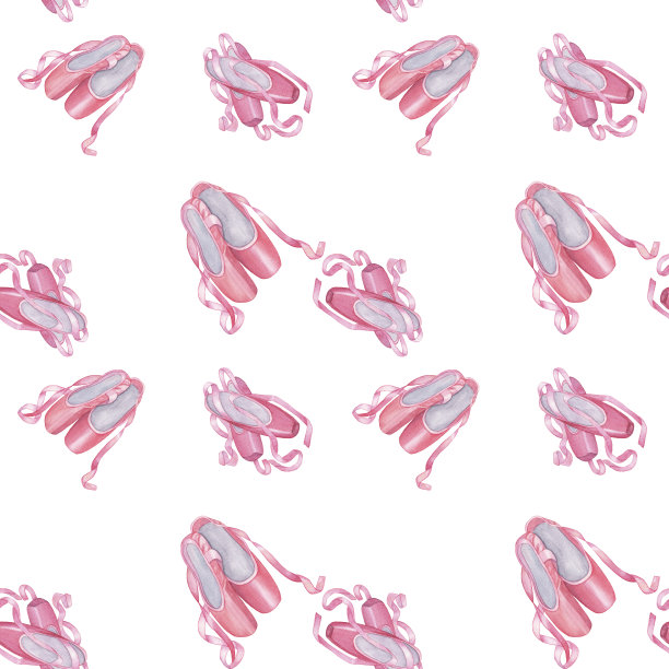 无缝图案与粉色芭蕾舞鞋。舞蹈背景图片下载