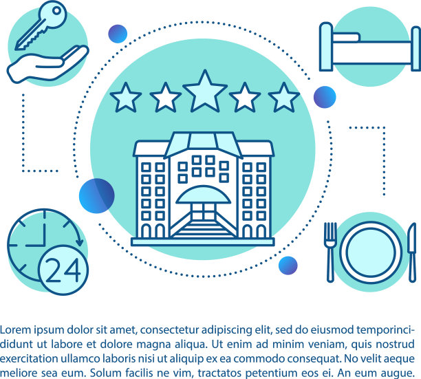 酒店预订线性概念图片下载