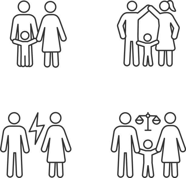 儿童监护线性图标集图片下载