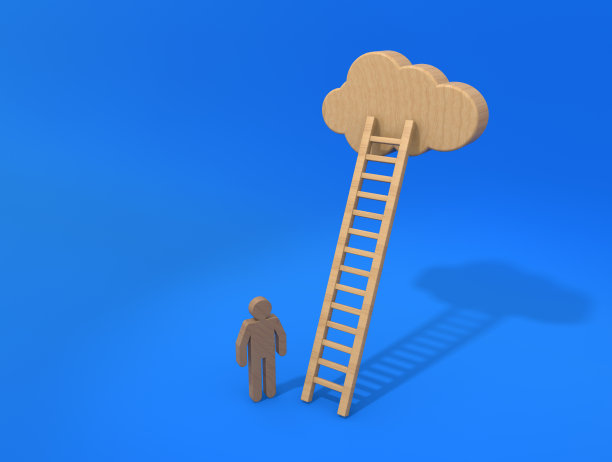 梯云。爬梯子的人。三维渲染图片下载