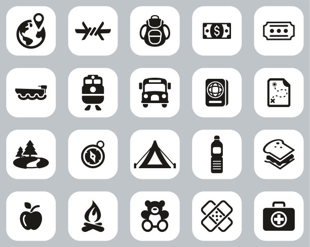 难民和移民图标黑白平面设计大图片下载