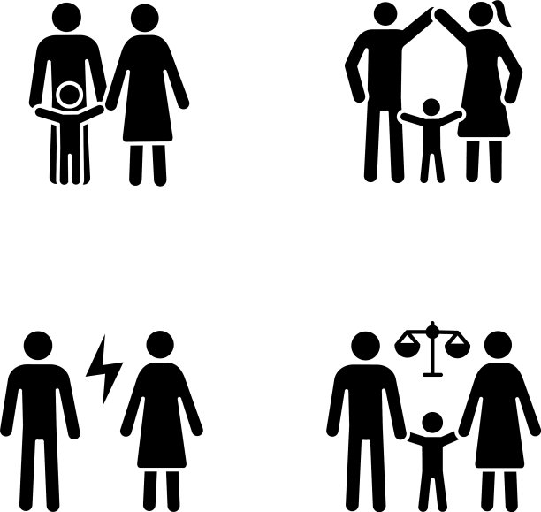 儿童监护字形图标集图片下载