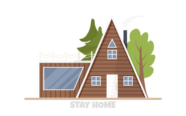 平面风格的生态住宅矢量插图图片下载