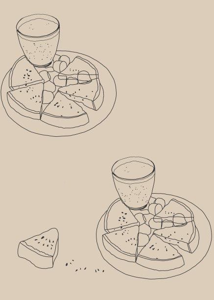 西瓜片，果汁和冰块放在一个盘子里图片下载