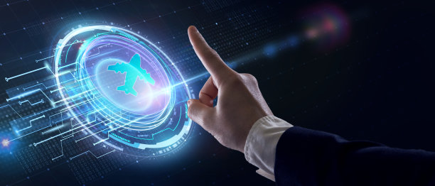 商业、技术、互联网和网络概念。带飞机的旅游交通理念。图片下载