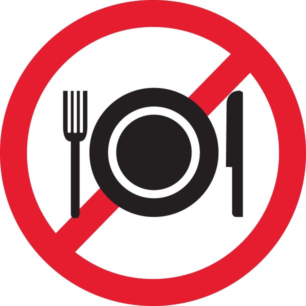 餐具餐具禁止标志，符号，矢量插图图片下载