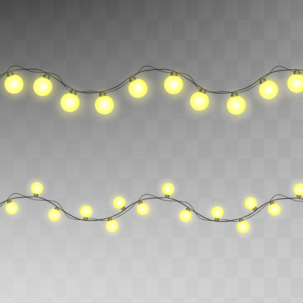 圣诞灯孤立在透明的背景。圣诞节的花环。图片下载