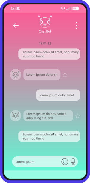 聊天机器人messenger应用程序智能手机界面图片下载