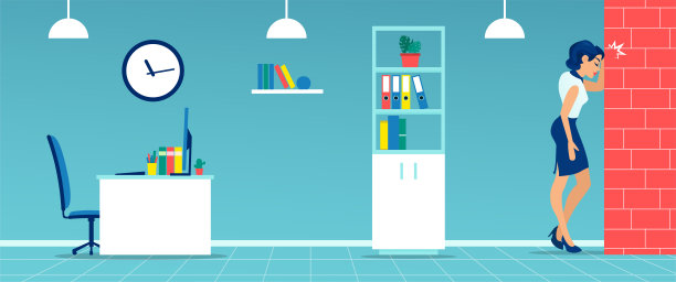 一个压力很大的商业女性沮丧地用头撞墙图片下载