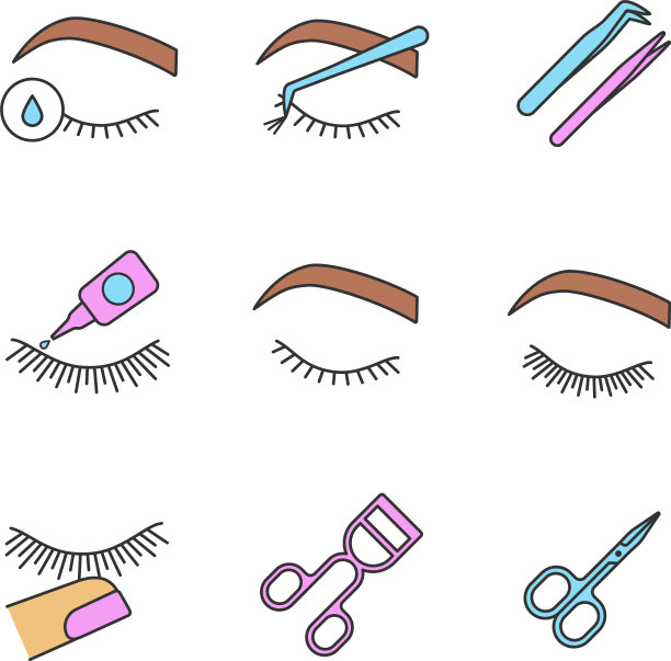 睫毛延伸颜色图标集图片下载