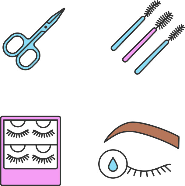 睫毛延伸颜色图标集图片下载