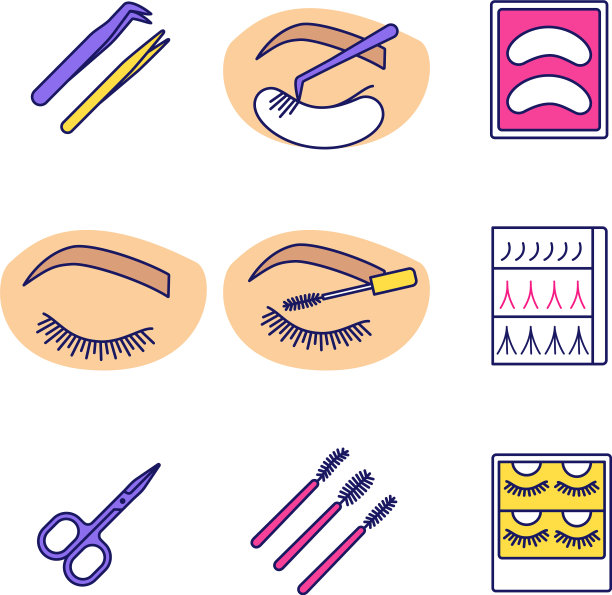 睫毛延伸颜色图标集图片下载
