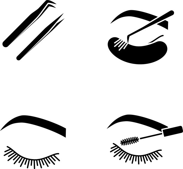 睫毛延伸字形图标集图片下载