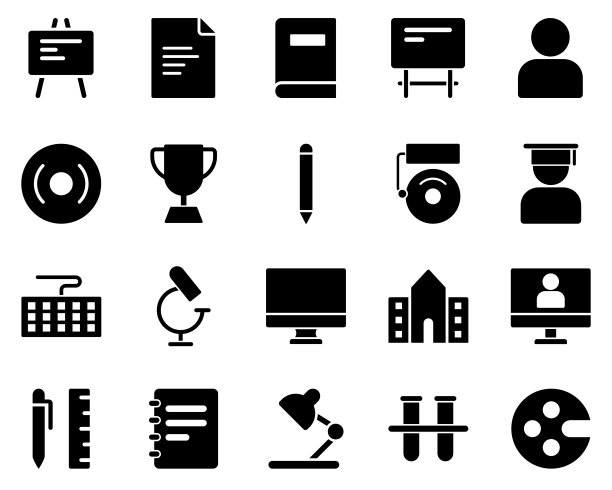 学校和教育图标设置。艺术,艺术家,绘画。矢量插图设置简单的训练图标。元素展示，示范，大学图片下载