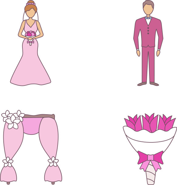 婚礼策划颜色图标集图片下载