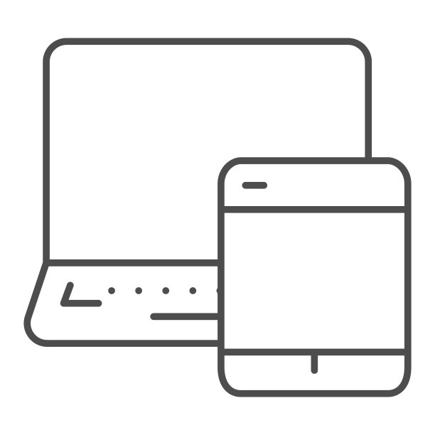 平板电脑和笔记本电脑的细线图标，智能家居符号，现代科技矢量标志的白色背景，多媒体数字设备图标轮廓风格的移动和网页设计。矢量图形。图片下载