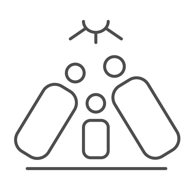 爸爸妈妈保护宝宝细线图标，6月1日儿童保护日符号，白色背景上父母保护孩子矢量标志，轮廓风格的幸福家庭图标。矢量图形。图片下载