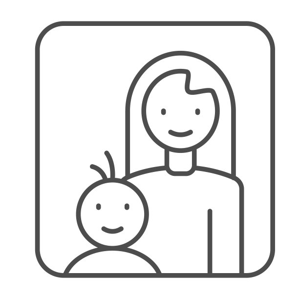 母亲和孩子细线图标，母亲的概念，妈妈与她的婴儿标志在白色的背景，母亲和儿子在框架图标的轮廓风格的移动概念和网页设计。矢量图形。图片下载