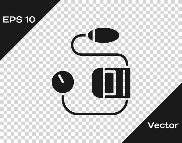 黑色血压图标孤立在透明的背景上。矢量图图片下载