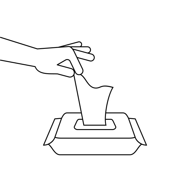 从手提袋中取出湿纸巾。酒精消毒消毒纸巾盒线条图标。图片下载